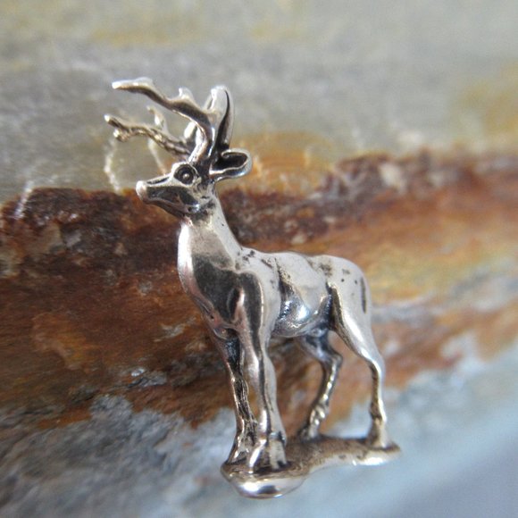 Sterling Silver Stag Charm, Patronus Deer Buck - Picture 2 of 8